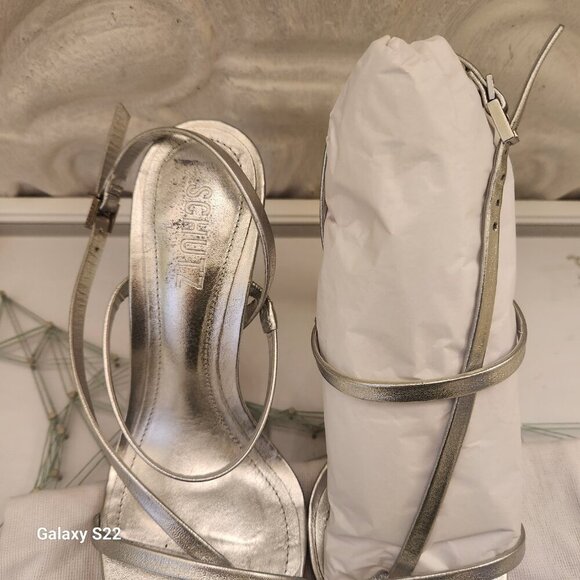 SCHUTZ "Heloise" Metallic Napa Leather Heeled Sandals. NIB. Size Various - Picture 4 of 12